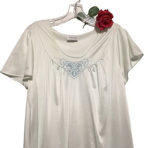 Vtg nightgown Lorraine flutter sleeves bust up to 38” light blue EUC